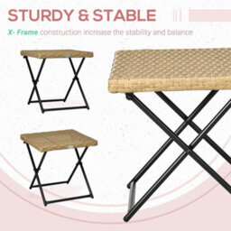 Wyld Haus Kenila Natural Rattan Square Folding Bistro Side Table 40Cm - Compact Outdoor Side Table - thumbnail 6