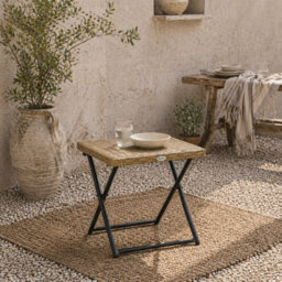 Wyld Haus Kenila Natural Rattan Square Folding Bistro Side Table 40Cm - Compact Outdoor Side Table - thumbnail 1