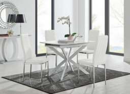 Furniturebox Uk Lira 120 Extending Dining Table And 4 White Milan Chairs