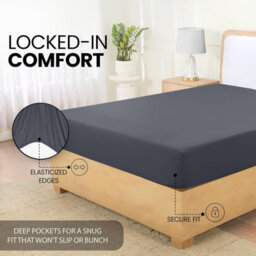 Bedlooms King Fitted Sheet 40Cm Extra Deep - Soft Microfiber Deep Pocket Elasticated Bed Fitted Sheets Charcoal, 152X200 Cm - thumbnail 6