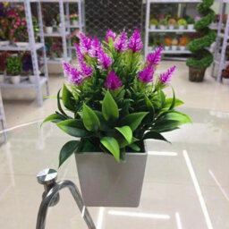 Purple Artificial Potted Heather Plant With Vibrant Purple Flowers For Indoor & Outdoor Home & Office Decor - thumbnail 1