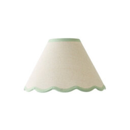 Valuelights Florie Natural Linen Small Tapered Lamp Shade With Scallop Green Trim (D)27.5Cm - thumbnail 6