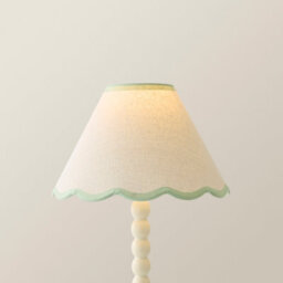 Valuelights Florie Natural Linen Small Tapered Lamp Shade With Scallop Green Trim (D)27.5Cm - thumbnail 3
