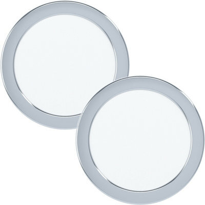 2 Pack Of Modern Chrome Steel Led Flush Downlights For Walls And Ceilings - 10.5W Round 166mm - image 1