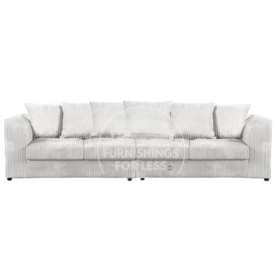Furnishings For Less UK Luxor Long Fabric Jumbo Cord 4 Seater Sofa - Scatter Back Silver - image 1