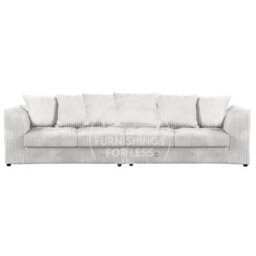Furnishings For Less UK Luxor Long Fabric Jumbo Cord 4 Seater Sofa - Scatter Back Silver