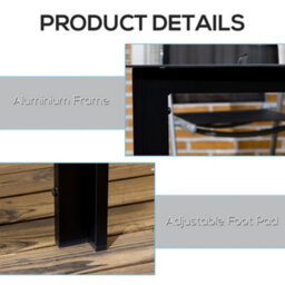 Outsunny Outdoor Dining Table For 6 Patio Table With Glass Tabletop Black - thumbnail 5