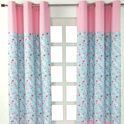 Homescapes Birds And Flowers Ready Made Eyelet Curtain Pair, 117 X 137 Cm Drop - image 1