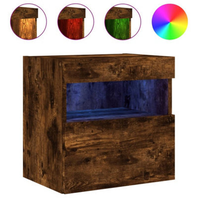 Berkfield Durable Tv Wall Cabinet With Led Lights Smoked Oak 40X30X40 Cm - image 1