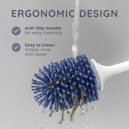 Cuqoo Silicone Toilet Brush And Holder Set Wall Mounted Loo Brush With Rubber Bristles Quick Drying Hygienic Bathroom Cleaning Too - thumbnail 8