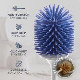Cuqoo Silicone Toilet Brush And Holder Set Wall Mounted Loo Brush With Rubber Bristles Quick Drying Hygienic Bathroom Cleaning Too - thumbnail 4