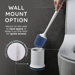 Cuqoo Silicone Toilet Brush And Holder Set Wall Mounted Loo Brush With Rubber Bristles Quick Drying Hygienic Bathroom Cleaning Too - thumbnail 6