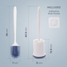 Cuqoo Silicone Toilet Brush And Holder Set Wall Mounted Loo Brush With Rubber Bristles Quick Drying Hygienic Bathroom Cleaning Too - thumbnail 3