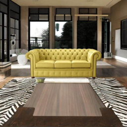 Chesterfield 3 Seater Shelly Deluca Yellow Leather Sofa Bespoke In Classic Style - thumbnail 3