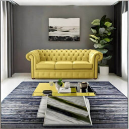 Chesterfield 3 Seater Shelly Deluca Yellow Leather Sofa Bespoke In Classic Style - thumbnail 2