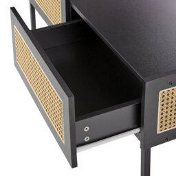 Wyld and Coco Casaboho Viennese Braid Coffee Table - Black Mdf Top, Iron Frame, Rattan Drawers, 97 X 57 X 42 Cm - thumbnail 7