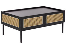Wyld and Coco Casaboho Viennese Braid Coffee Table - Black Mdf Top, Iron Frame, Rattan Drawers, 97 X 57 X 42 Cm - thumbnail 3