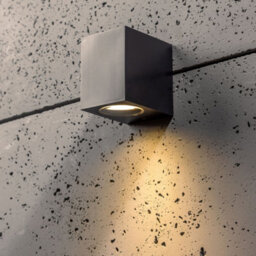 CGC Lighting Cgc Black Up Or Down Gu10 Wall Light Square Outdoor Garden Indoor Ip44 Weatherproof Polycarbonate Outside Door Patio Wall Lamp - thumbnail 1