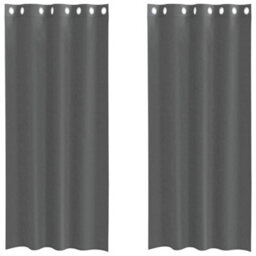 Berkfield Voile Curtains With Grommets 2 Pcs Dark Grey 140X245 Cm - thumbnail 2