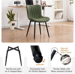Dining Chairs Set Of 2 Faux Leather Modern Padded Seat With Metal Legs, Comfortable And Durable Kitchen, Office, Or Cafe Seating - thumbnail 2