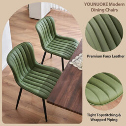 Dining Chairs Set Of 2 Faux Leather Modern Padded Seat With Metal Legs, Comfortable And Durable Kitchen, Office, Or Cafe Seating - thumbnail 5