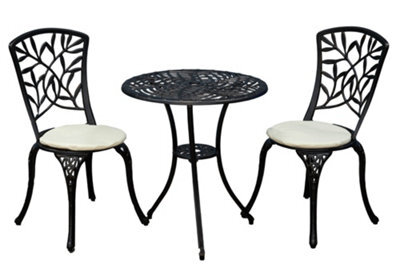 Sh&g Hembury 2 Seat Bistro Set - 3 Piece Round Table & Chairs - Antique Bronze Cast Aluminium With Cream Cushions - Indoor Outdoor - image 1