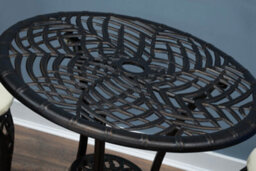 Sh&g Hembury 2 Seat Bistro Set - 3 Piece Round Table & Chairs - Antique Bronze Cast Aluminium With Cream Cushions - Indoor Outdoor - thumbnail 4