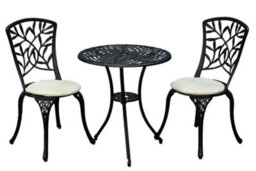 Sh&g Hembury 2 Seat Bistro Set - 3 Piece Round Table & Chairs - Antique Bronze Cast Aluminium With Cream Cushions - Indoor Outdoor - thumbnail 1
