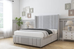 "Comfort Grace Silver Plush Divan Bed Set No Drawers - 54"" Wingback & 12"" Footboard 6' Super King" - thumbnail 2