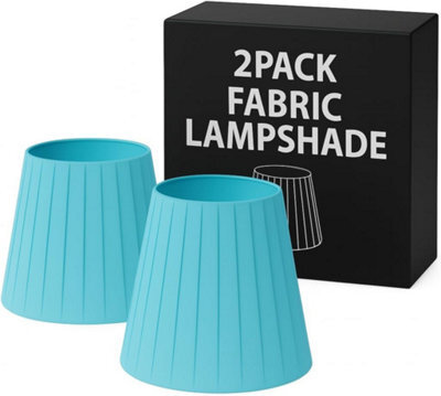 Light Blue Fabric Coolie Lampshade 2-Pack Ceiling Light Shades With A60 Led Bulbs - image 1