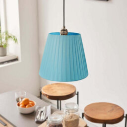 Light Blue Fabric Coolie Lampshade 2-Pack Ceiling Light Shades With A60 Led Bulbs - thumbnail 2
