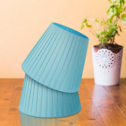 Light Blue Fabric Coolie Lampshade 2-Pack Ceiling Light Shades With A60 Led Bulbs - thumbnail 5
