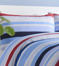 Homespace Direct Ltd Portfolio Living Simply Stripes Blue Duvet Cover Set Super King Bedding Set - thumbnail 2