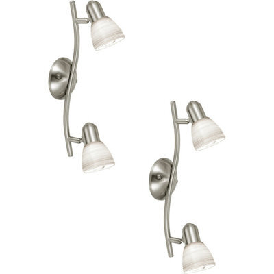 Elegant 2 Pack Satin Nickel Wall Lights With White Glass Shades - E14 40W Sconces - image 1