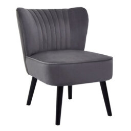 Orsina Grey Velvet Chair, Curved Back Accent Chair, Easy To Assemble Borg Chair, Comfy Office Chair - thumbnail 1