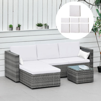 Sofa Outsunny Cushion Cover Replacements Outsunny 7Pc Cream Rattan