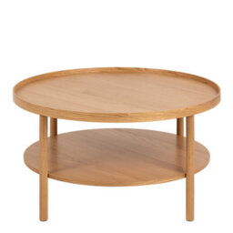 Wyld Haus Bermudas Round Oak Veneer Coffee Table With Lower Shelf 800mm - thumbnail 4
