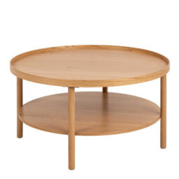 Wyld Haus Bermudas Round Oak Veneer Coffee Table With Lower Shelf 800mm - thumbnail 3