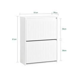 Sobuy Fsr165-K-W, 2 Flip-Drawers Shoe Cabinet Shoe Rack Shoe Storage Cupboard,white,w61Xd26Xh81 - thumbnail 3