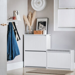 Sobuy Fsr165-K-W, 2 Flip-Drawers Shoe Cabinet Shoe Rack Shoe Storage Cupboard,white,w61Xd26Xh81 - thumbnail 2