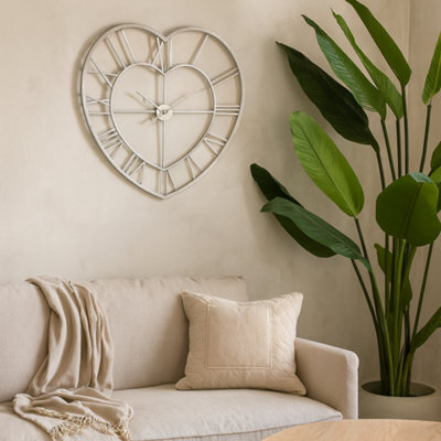 Wyld Haus Heart-Shaped Silver Open-Frame Wall Clock, 89 Cm - image 1