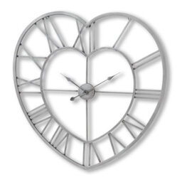 Wyld Haus Heart-Shaped Silver Open-Frame Wall Clock, 89 Cm - thumbnail 2