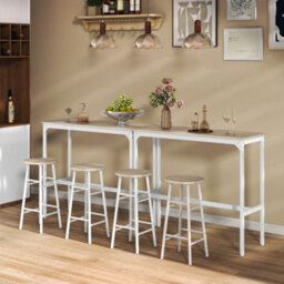 Wyld Haus Faro 3-Piece Oak-Top Industrial Bar Table And Stool Set - White Frame - thumbnail 7