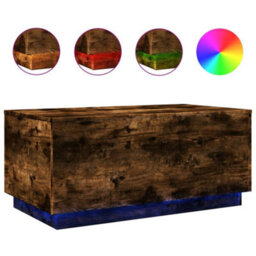 Berkfield Coffee Table With Led Lights Smoked Oak 90X50X40 Cm - thumbnail 2