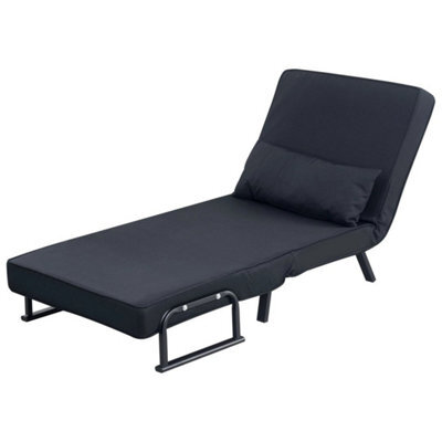65Cm Black Folding Sofa Bed Sleeper Bed Chair Convertible Adjustable Armchair Pillow - image 1