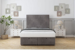 "Comfort Denver Slate Naples Ottoman Bed With Mattress With 54"" Floor Standing Headboard 5' King"