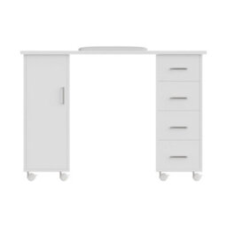Living And Home White Mobile 4 Drawersmanicure Table With Cabinet And Lockable Casters, 110Cm(W) X 45Cm(D) X 75Cm(H) - thumbnail 6