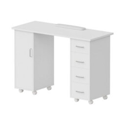 Living And Home White Mobile 4 Drawersmanicure Table With Cabinet And Lockable Casters, 110Cm(W) X 45Cm(D) X 75Cm(H) - thumbnail 3