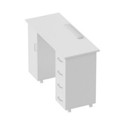Living And Home White Mobile 4 Drawersmanicure Table With Cabinet And Lockable Casters, 110Cm(W) X 45Cm(D) X 75Cm(H) - thumbnail 5