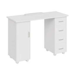 Living And Home White Mobile 4 Drawersmanicure Table With Cabinet And Lockable Casters, 110Cm(W) X 45Cm(D) X 75Cm(H) - thumbnail 4